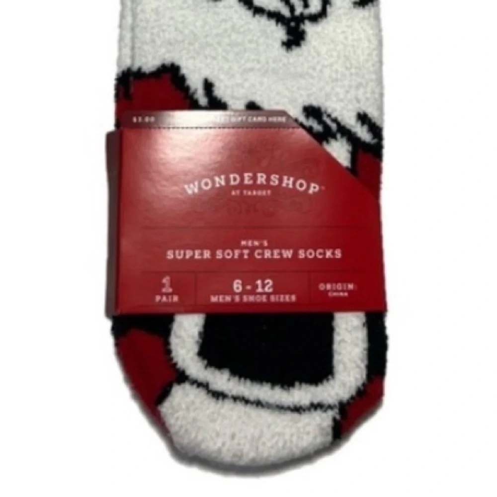 NWT 3 Pair Wondershop Santa Face Plush Holiday Novelty Christmas Socks Red White